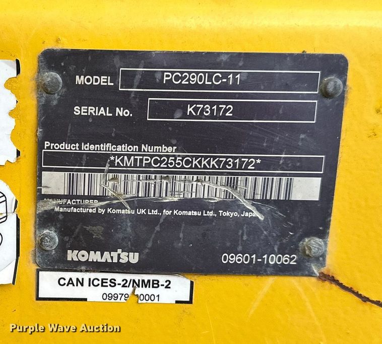 image for item DV0764 2019 Komatsu PC290LC-11 excavator