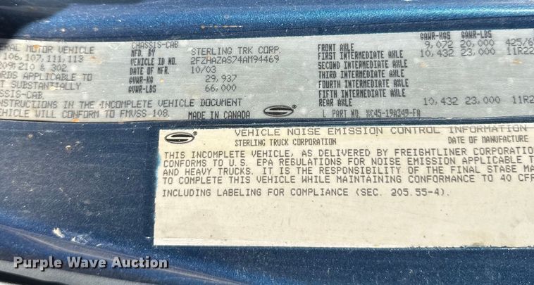 image for item DW4347 2004 Sterling L9500 ready mix truck