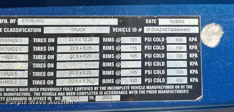 image for item DW4347 2004 Sterling L9500 ready mix truck