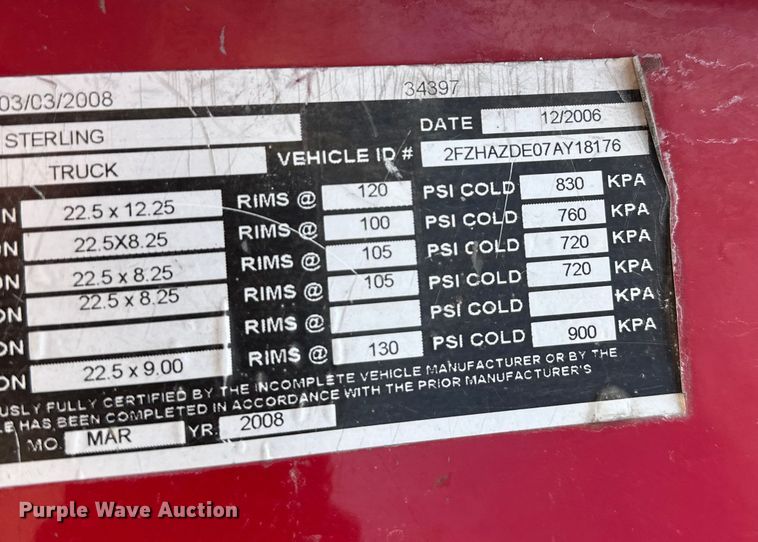 image for item DW4370 2007 Sterling L9500 ready mix truck