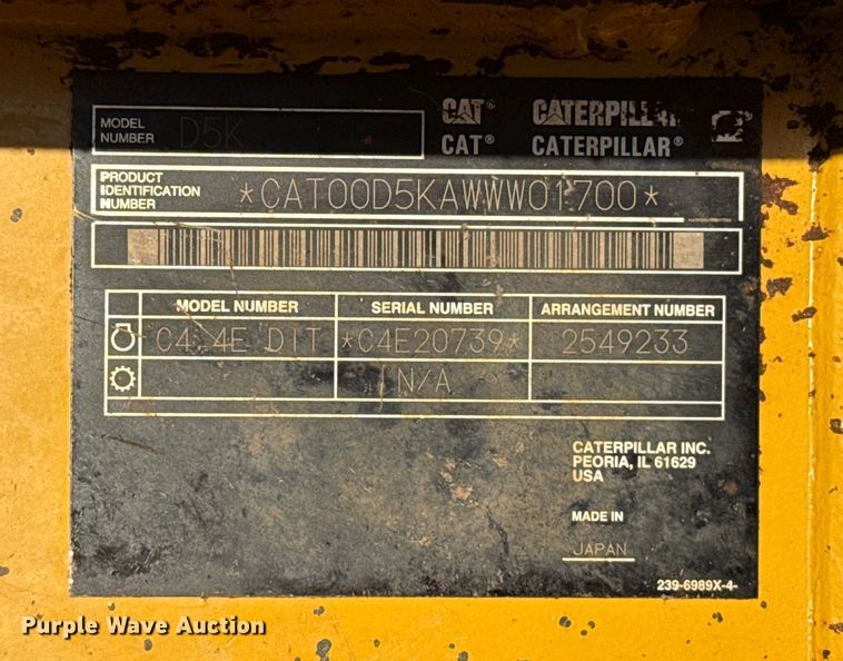 image for item DW5195 2012 Caterpillar D5K XL dozer