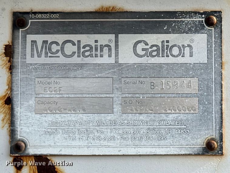 image for item DW5202 McClain Galion 502F dump bed