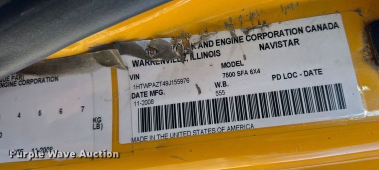 image for item DW6716 2009 International WorkStar 7500 dump truck