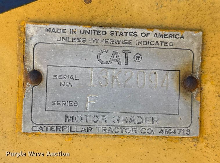 image for item DW7318 1969 Caterpillar 12F rigid frame motor grader