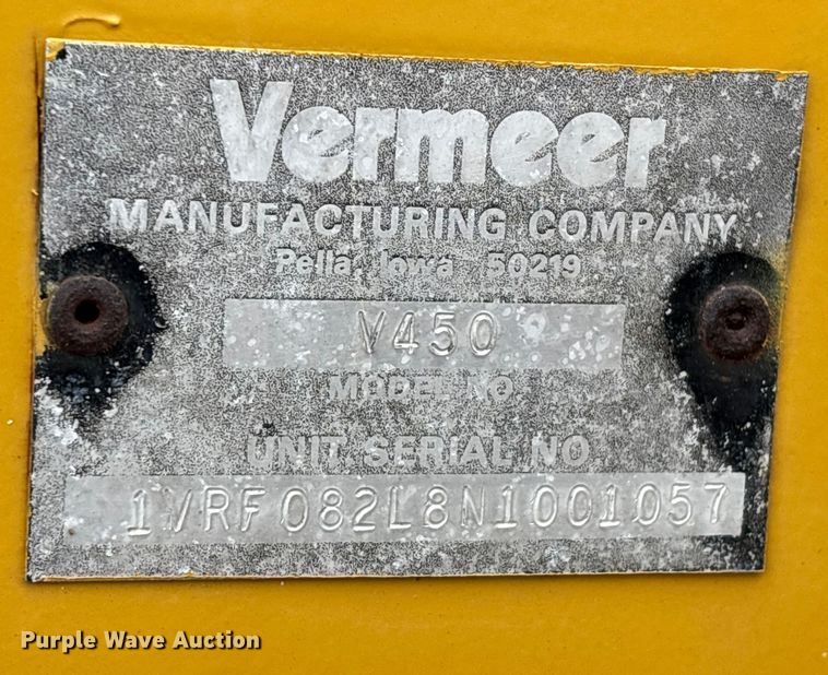 image for item DW7339 1992 Vermeer V450 trencher