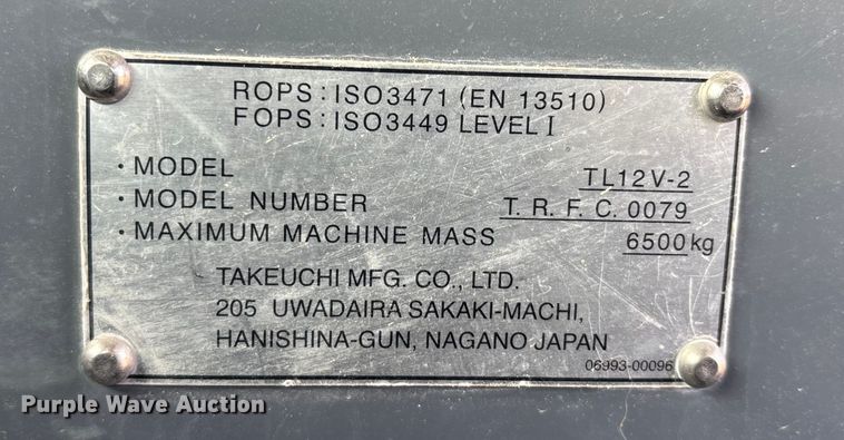 image for item DW7341 2021 Takeuchi TL12V2 tracked skid steer loader