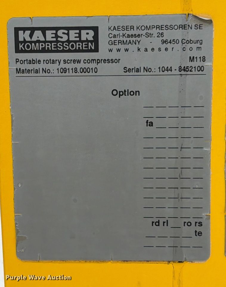 image for item DX5914 2022 Kaeser M118 air compressor