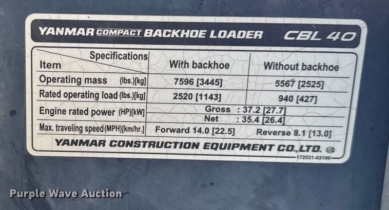 image for item EA2061 2007 Yanmar CBL40-LD backhoe