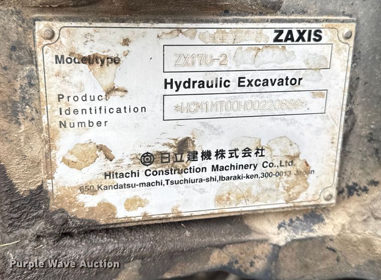 image for item EA2062 2011 Hitachi ZX17U-2 mini excavator