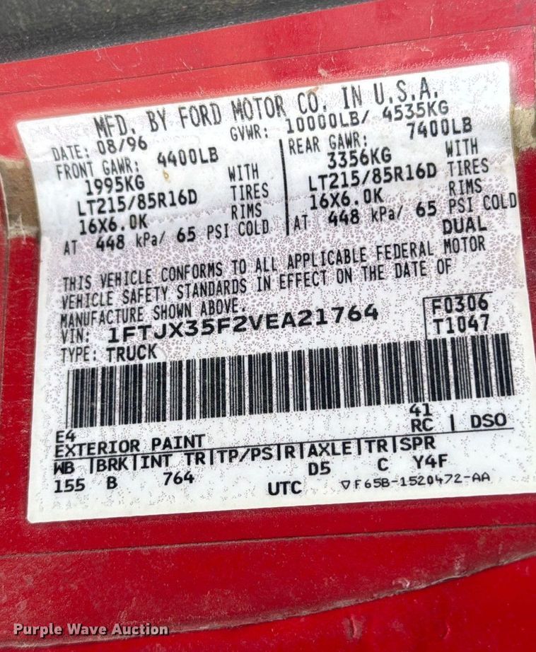 image for item EA2068 1997 Ford F350 SuperCab utility bed pickup truck