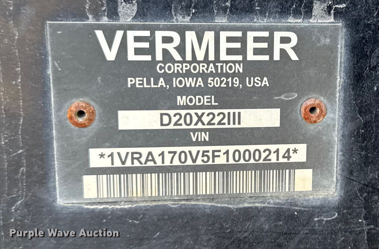 image for item EA2069 2015 Vermeer D20X22III directional boring unit