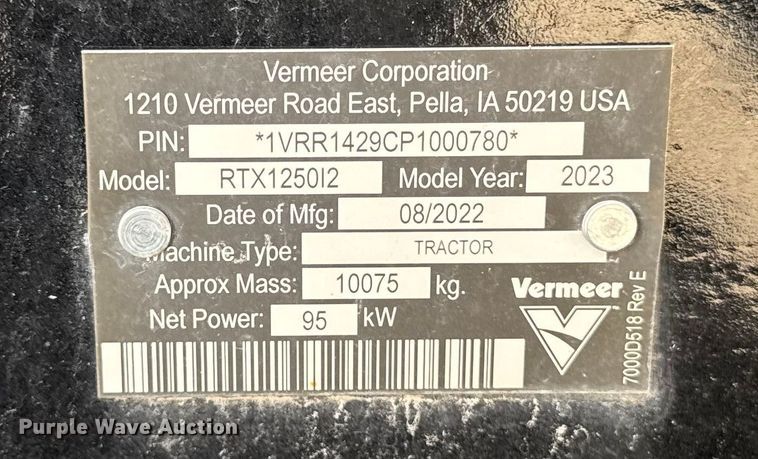 image for item EA2075 2023 Vermeer RTX1250i2 vibratory cable plow