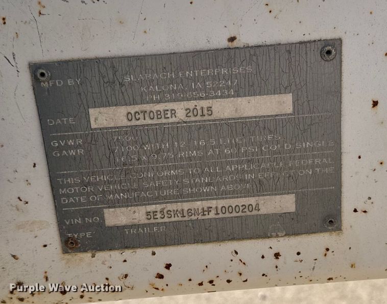 image for item EA2077 2015 Slabach I-60 reel trailer