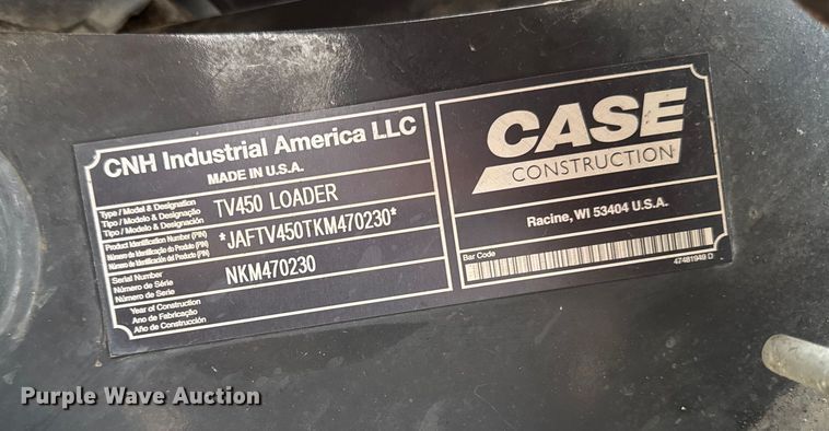 image for item EA2083 2019 Case TV450 tracked skid steer loader