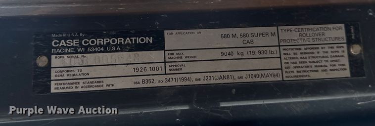 image for item EA2140 2001 Case 580 Super M backhoe