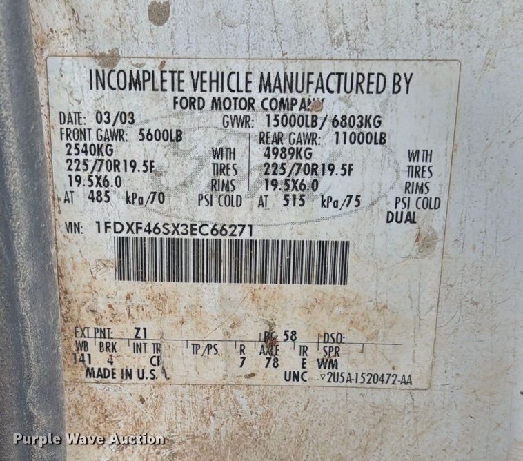 image for item EA2143 2003 Ford F450 Super Duty utility / service truck