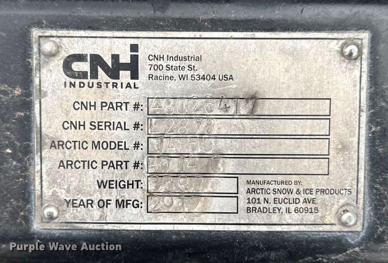 image for item EA2153 2017 CNH 48026417 wheel loader snow pusher