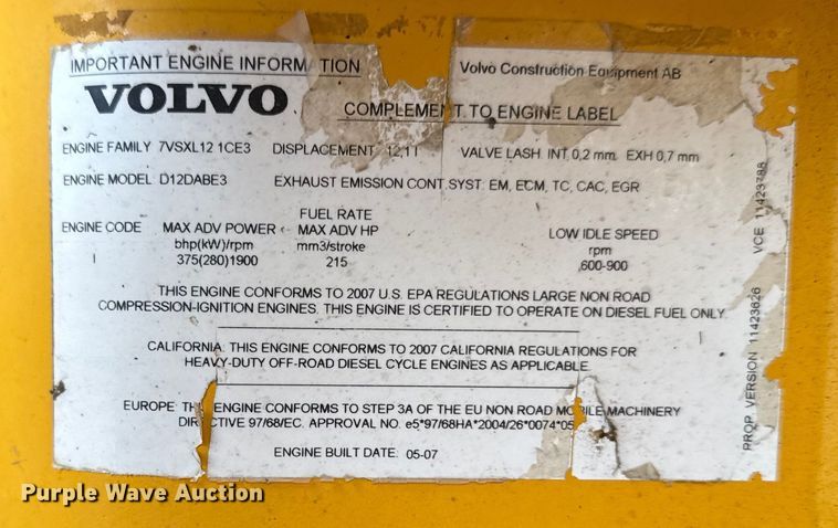 image for item EA2161 2007 Volvo A40D articulated haul truck