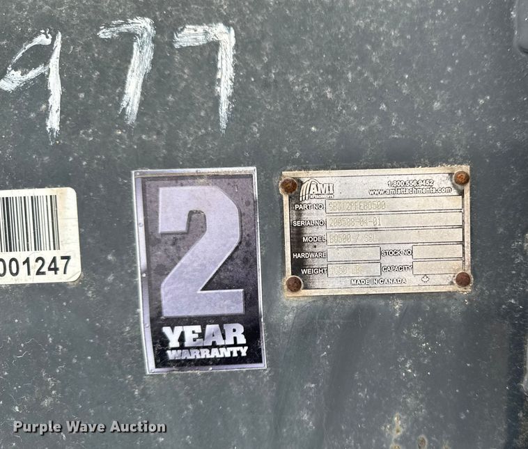 image for item EA2178 Reactor B0500 SSL skid steer snow pusher