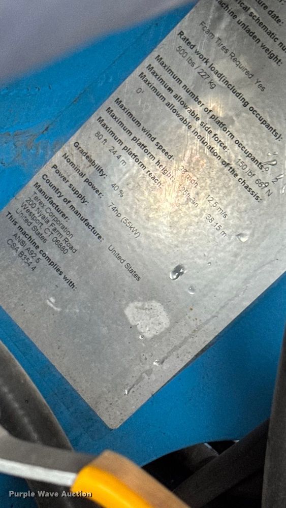 image for item EA2182 2012 Genie S-125 boom lift