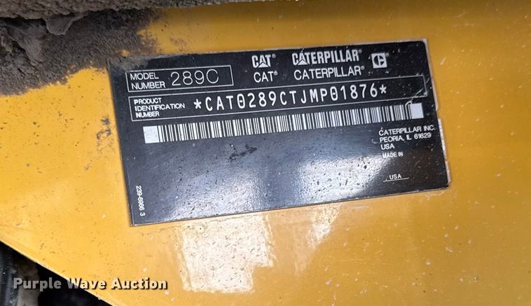 image for item EA2183 2011 Caterpillar 289C tracked skid steer loader