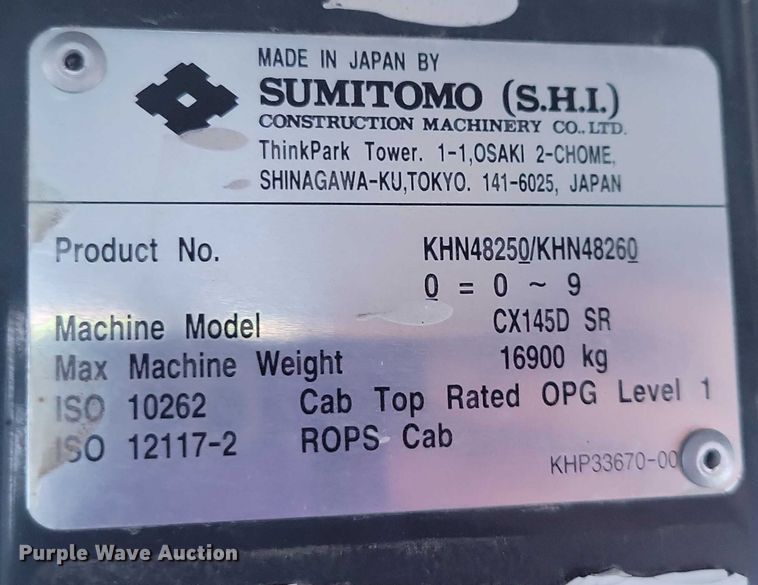 image for item EA2766 2019 Case CX145D SR mini excavator