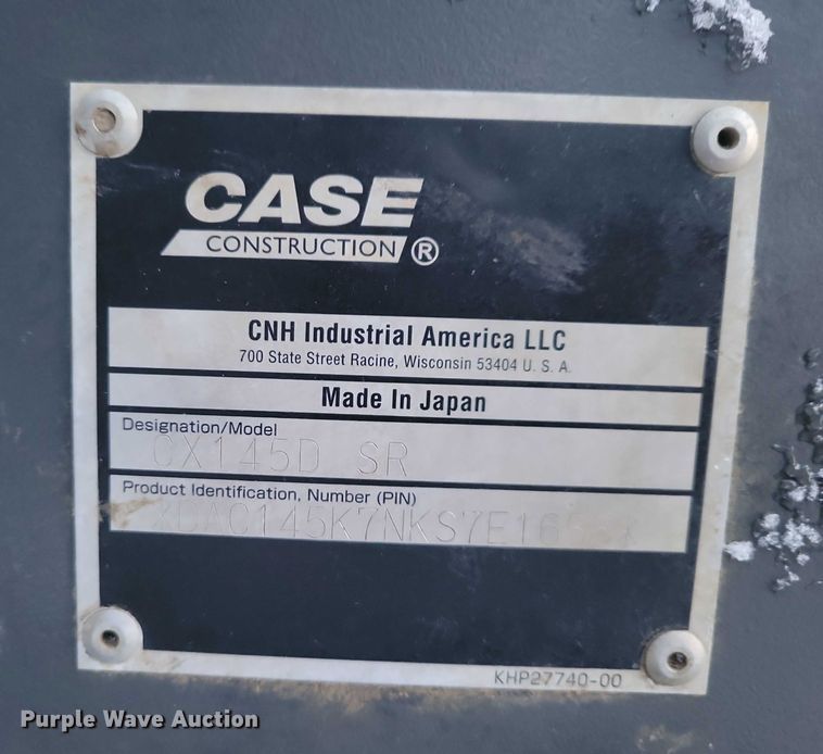 image for item EA2766 2019 Case CX145D SR mini excavator