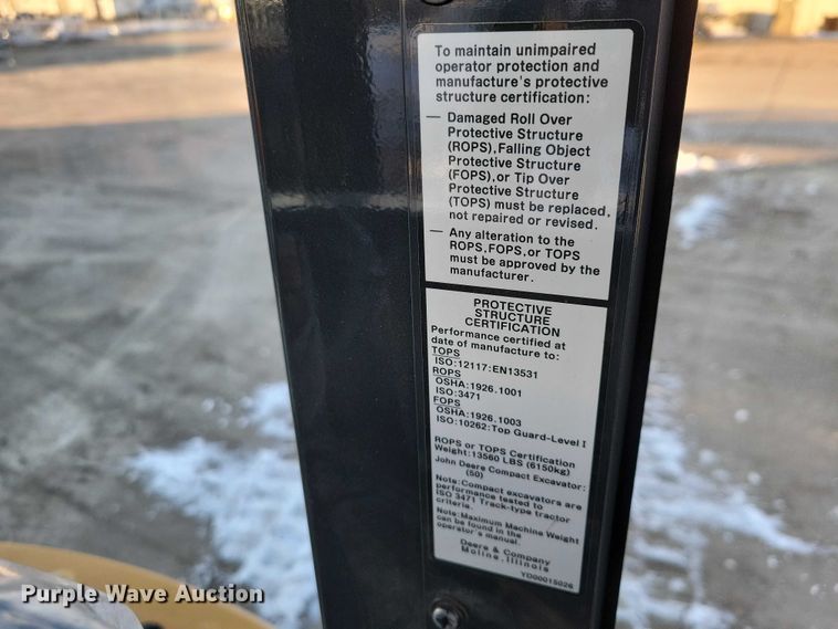 image for item EA2775 2024 John Deere 50P mini excavator