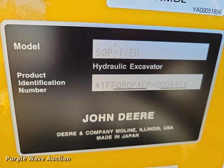 image for item EA2775 2024 John Deere 50P mini excavator