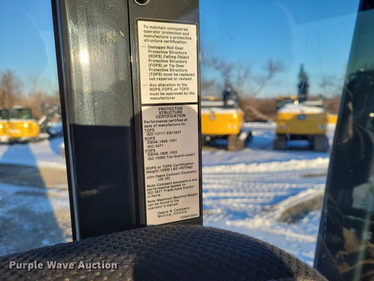 image for item EA2776 2024 John Deere 35P mini excavator