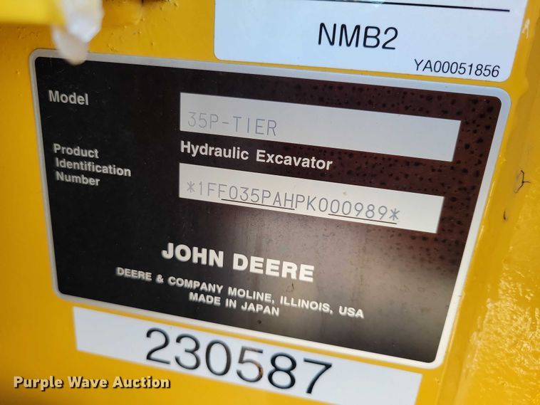 image for item EA2776 2024 John Deere 35P mini excavator