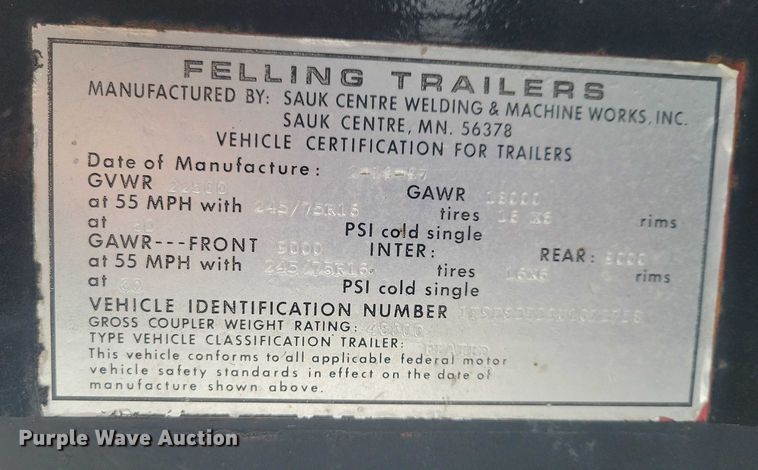 image for item EA2782 1997 Felling equipment trailer