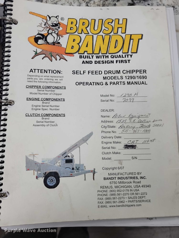 image for item EA2784 2005 Bandit Intimidator 1290H wood chipper