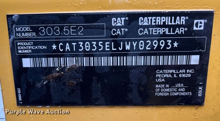 image for item EA7130 2018 Caterpillar 303.5E2 CR mini excavator