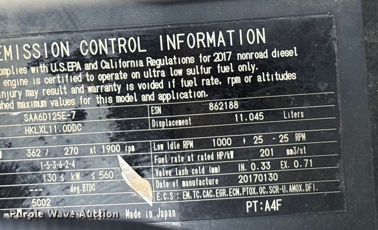image for item EA7851 2017 Komatsu PC490LC-11 excavator