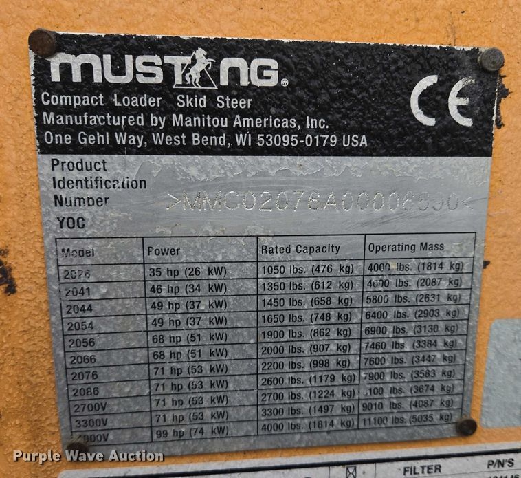 image for item EB1200 2012 Mustang 2076 skid steer loader