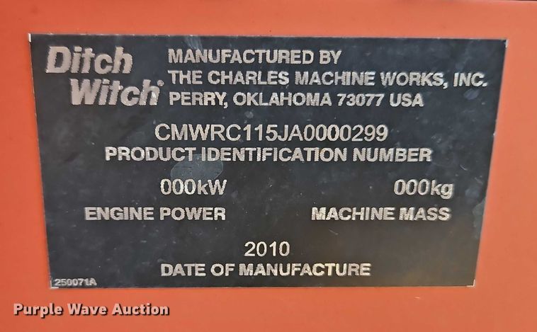 image for item EB8467 2010 Ditch Witch RT115 Quad vibratory cable plow