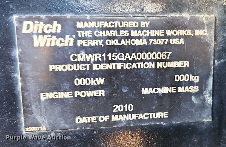 image for item EB8467 2010 Ditch Witch RT115 Quad vibratory cable plow