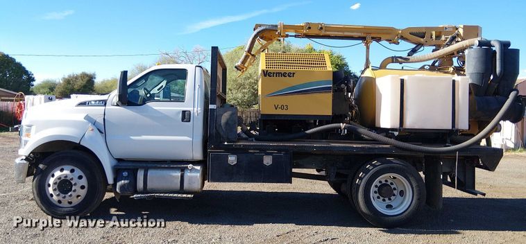 image for item EC1361 2019 Ford F650 flatbed truck with Vermeer Eco 50-500 vacuum excavator