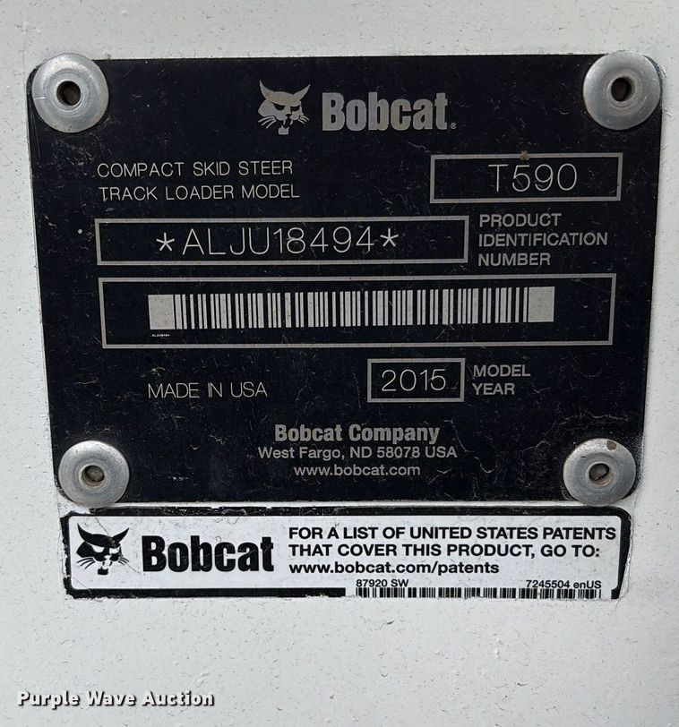 image for item EC8141 2015 Bobcat T590 Track Skid steer Loader