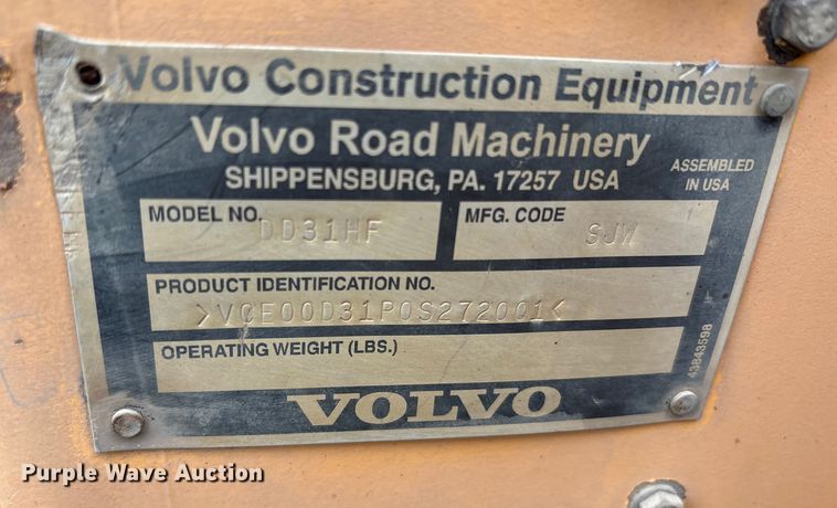 image for item EC8177 2013 Volvo DD31HF double drum vibratory roller
