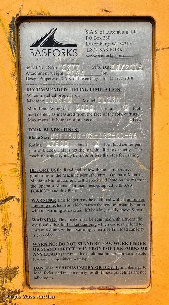 image for item ED2414 2018 Doosan DL280-5 wheel loader