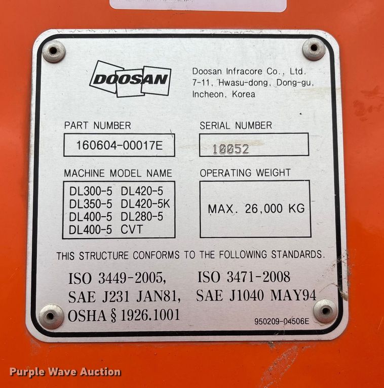 image for item ED2414 2018 Doosan DL280-5 wheel loader