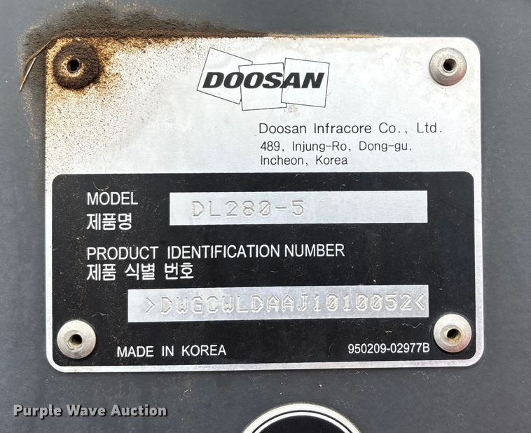 image for item ED2414 2018 Doosan DL280-5 wheel loader