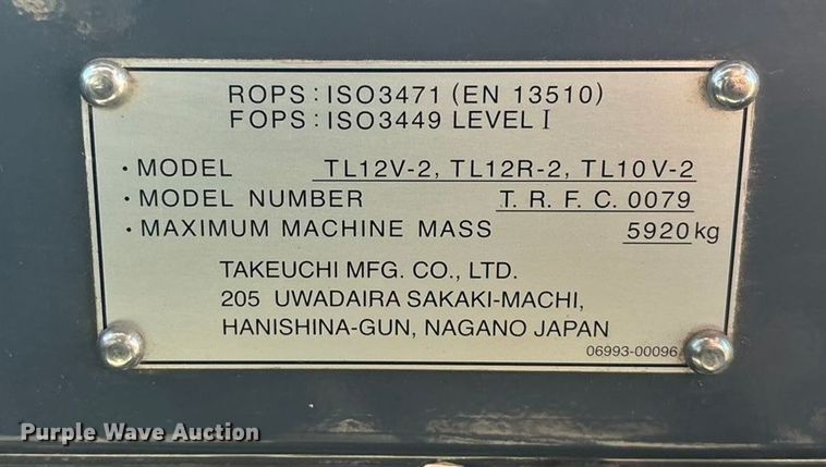 image for item ED2424 Takeuchi TL12V2 tracked skid steer loader