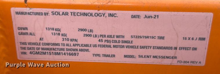 image for item ED5040 2021 Solar Tech Silent Messenger message board trailer