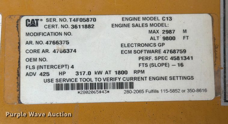 image for item ED5045 2016 Caterpillar 349F L excavator