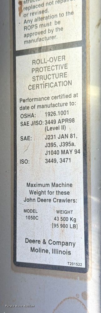 image for item ED5050 2004 John Deere 1050C dozer