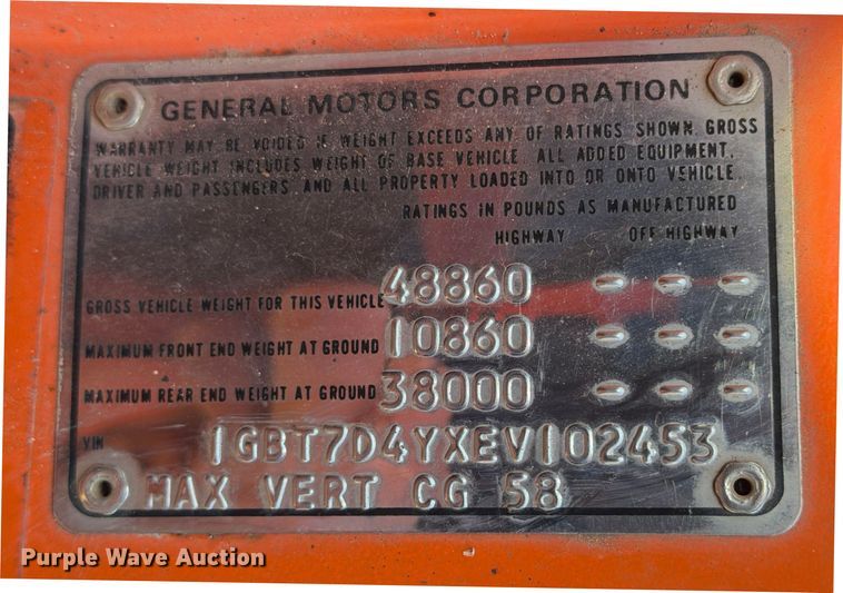 image for item ED5064 1984 Chevrolet Kodiak 70 water truck