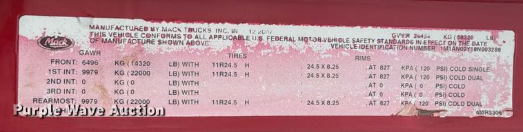 image for item ED5071 2008 Mack CHU613 dump truck